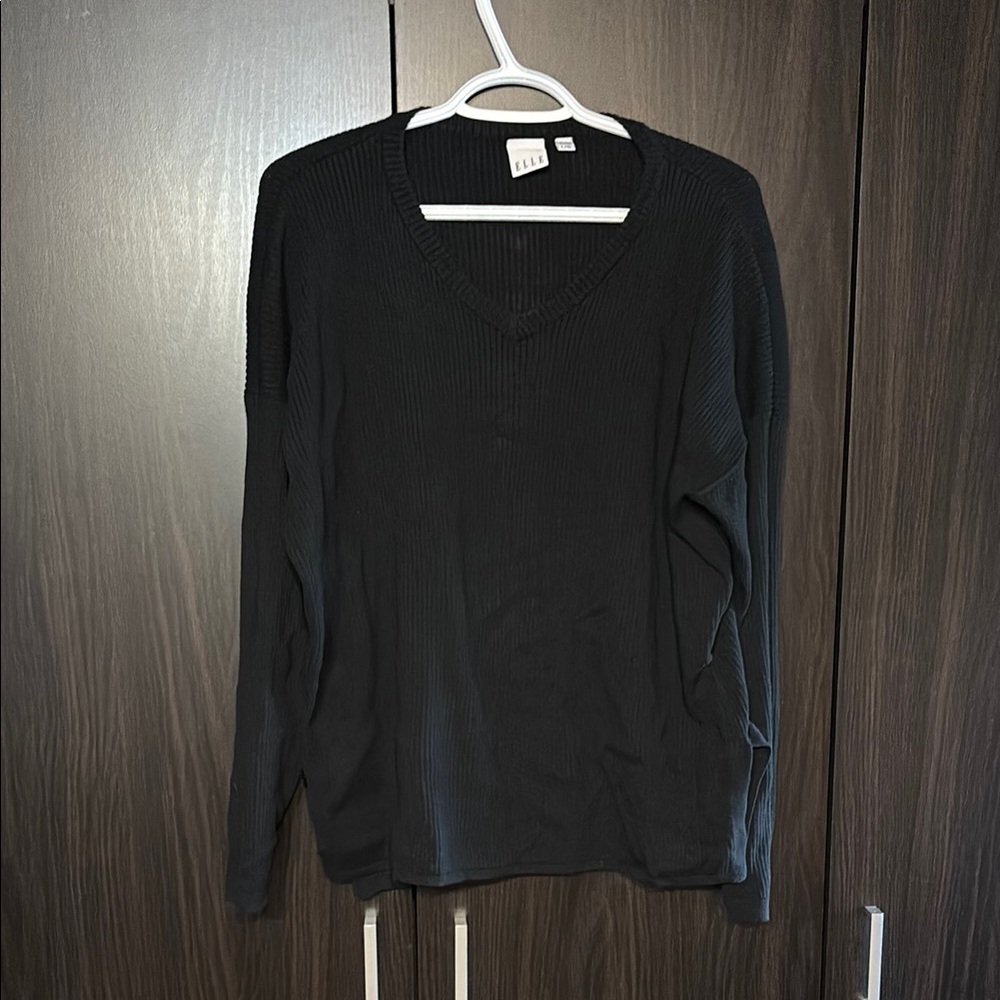 Elle Black Ribbed Sweater